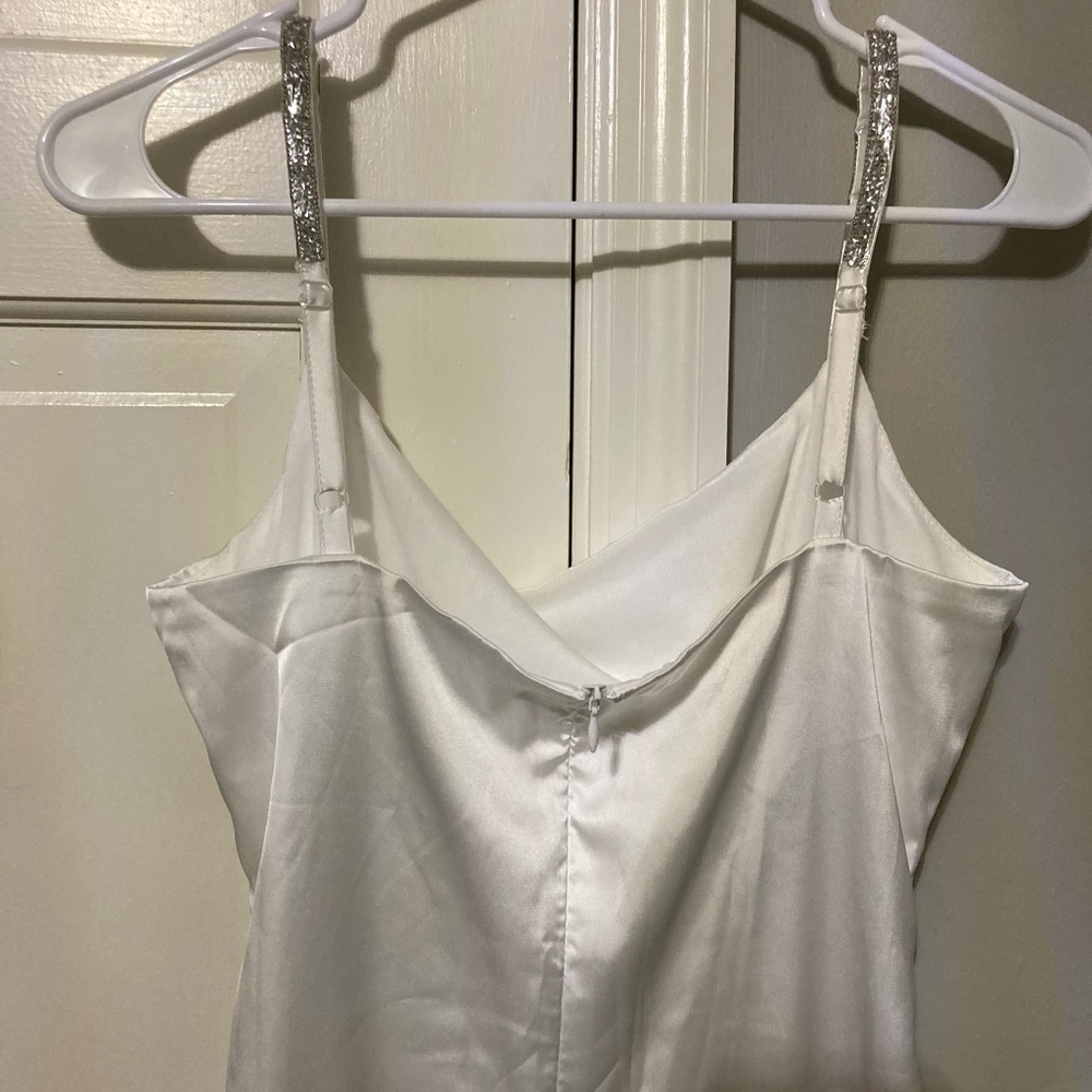Elegant White Slip Dress with Sparkle Straps - Picture 4 of 5